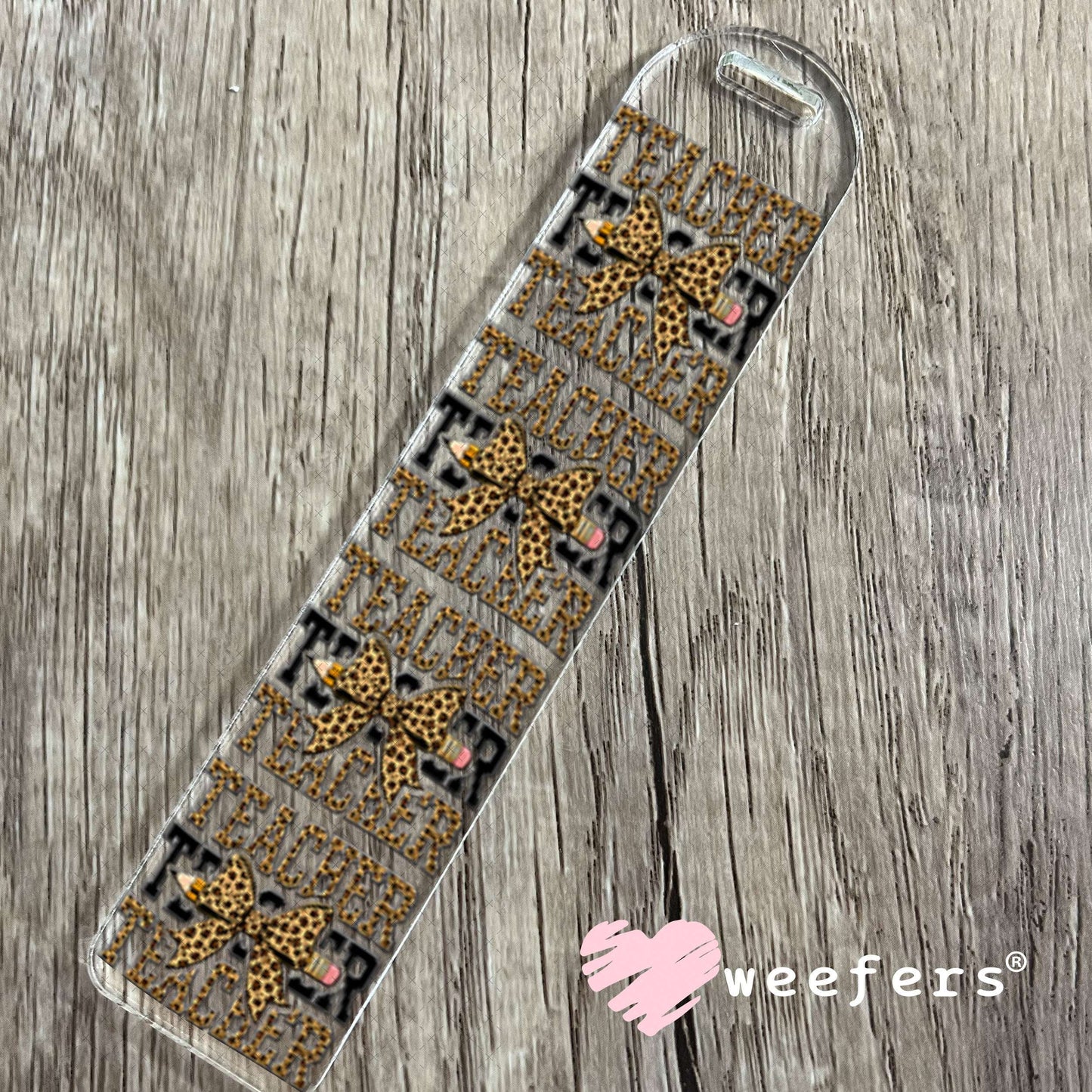UV DTF Decal - Leopard Teacher Bow Bookmark Weefers
