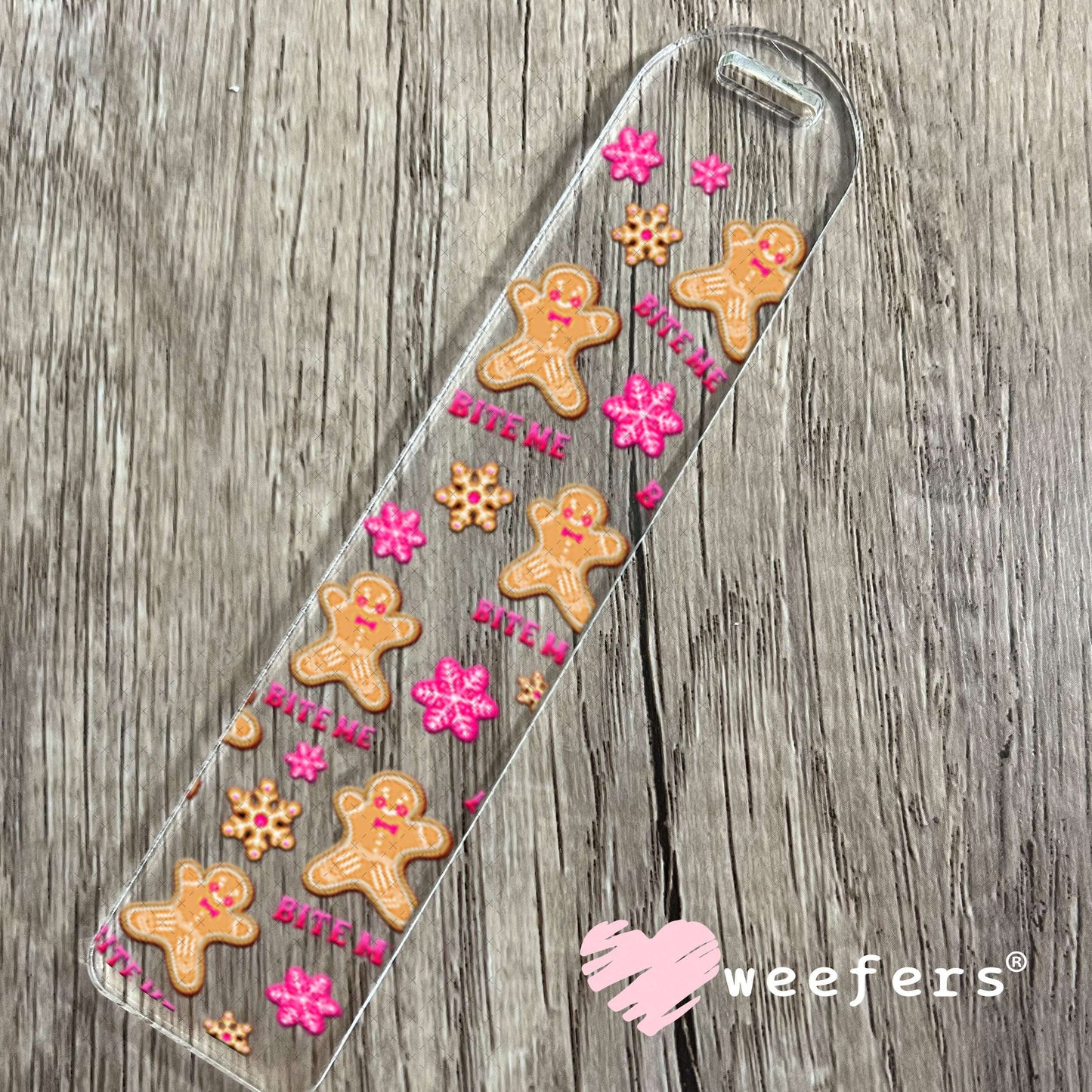 UV DTF Cup Wraps - Bit Me Gingerbread Bookmark Weefers