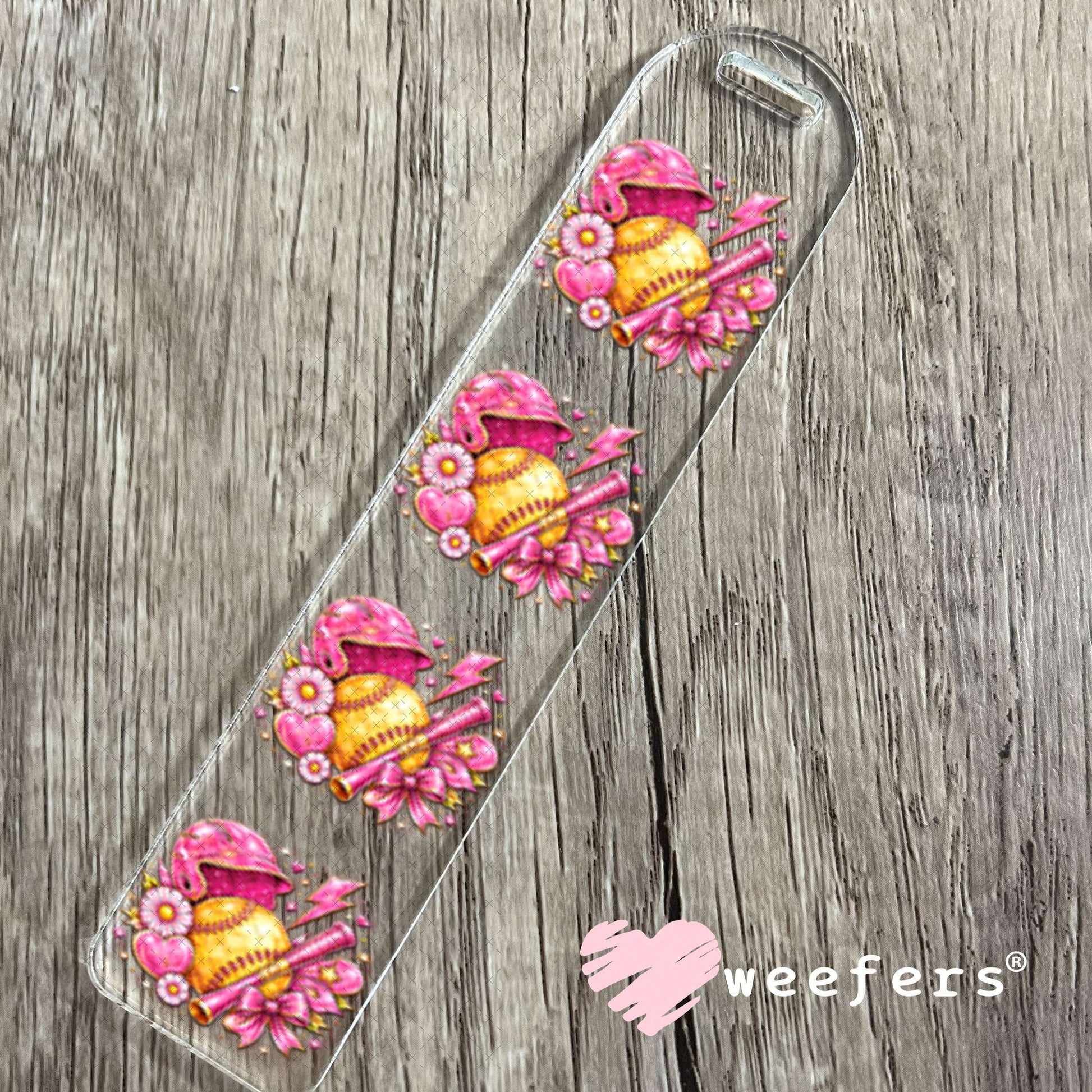 UV DTF Decal - Pink Softball Vibes Bookmark Weefers