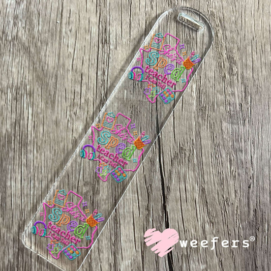 UV DTF Decal - She's a Sped Teacher Neon Bookmark Weefers