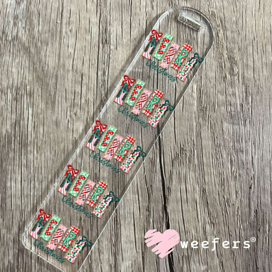 UV DTF Decal - Merry Christmas Stripes Bookmark Weefers