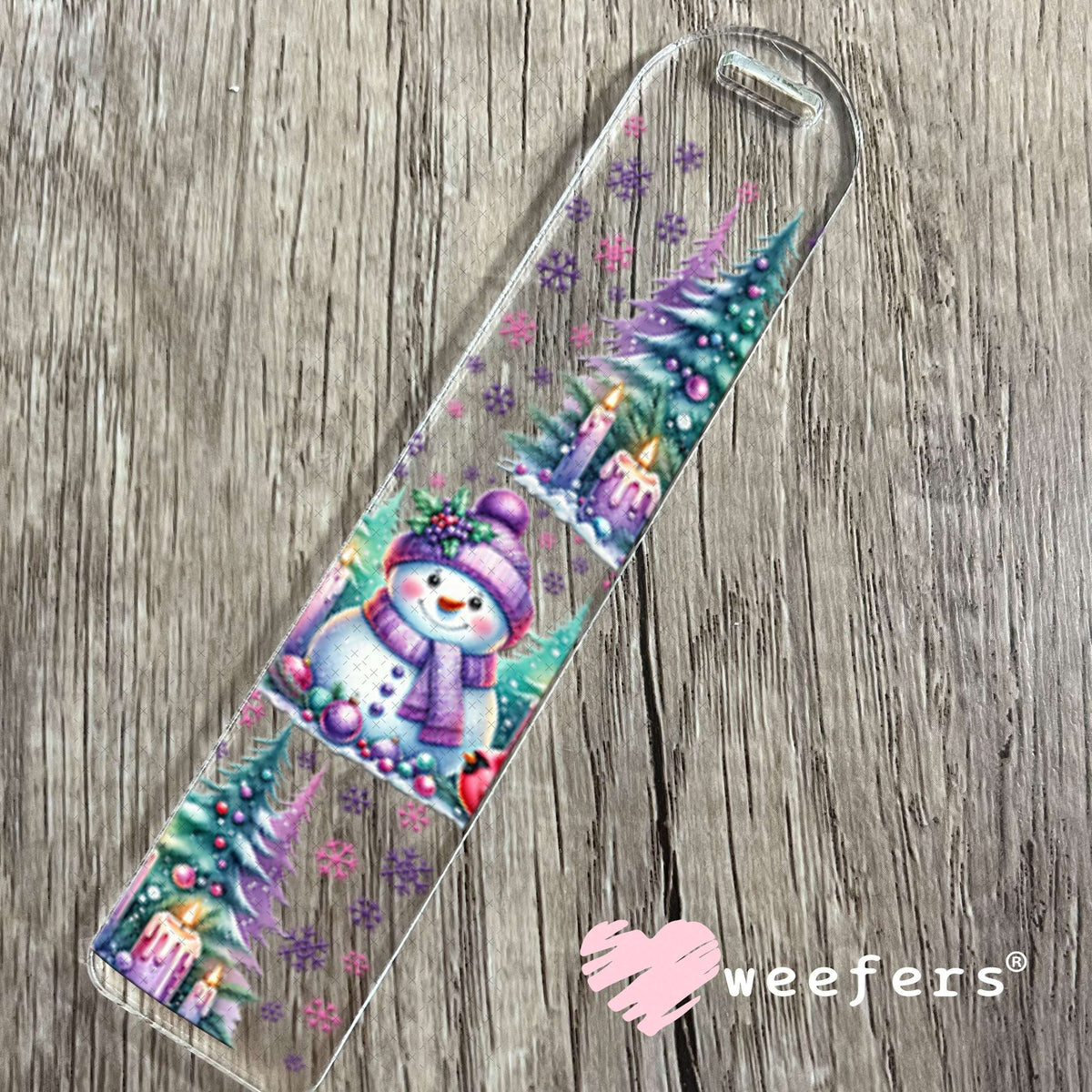 UV DTF Cup Wraps - Winter Snowman Purple Teal Bookmark Weefers