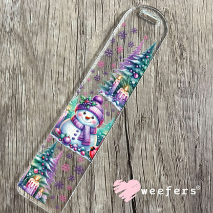 UV DTF Cup Wraps - Winter Snowman Purple Teal Bookmark Weefers