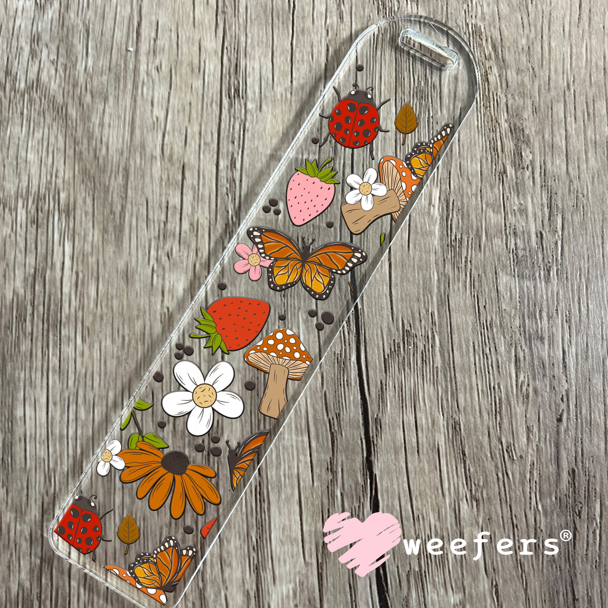 Strawberries, Mushrooms, Flowers Butterflies UV DTF Bookmark Decal