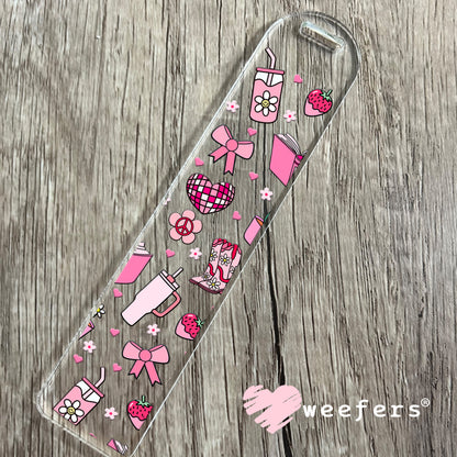 Girly Pink Cowgirl UV DTF Bookmark Decal