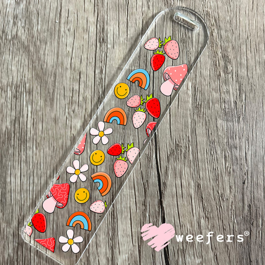 Rainbows Mushrooms and Strawberries UV DTF Bookmark Decal