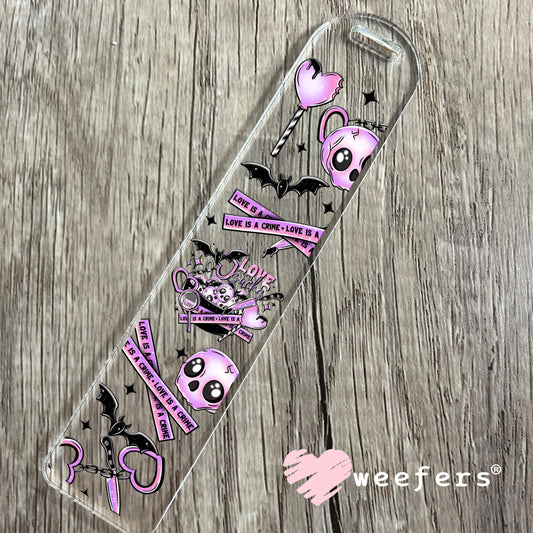 Love is a Crime Purple UV DTF Bookmark Decal