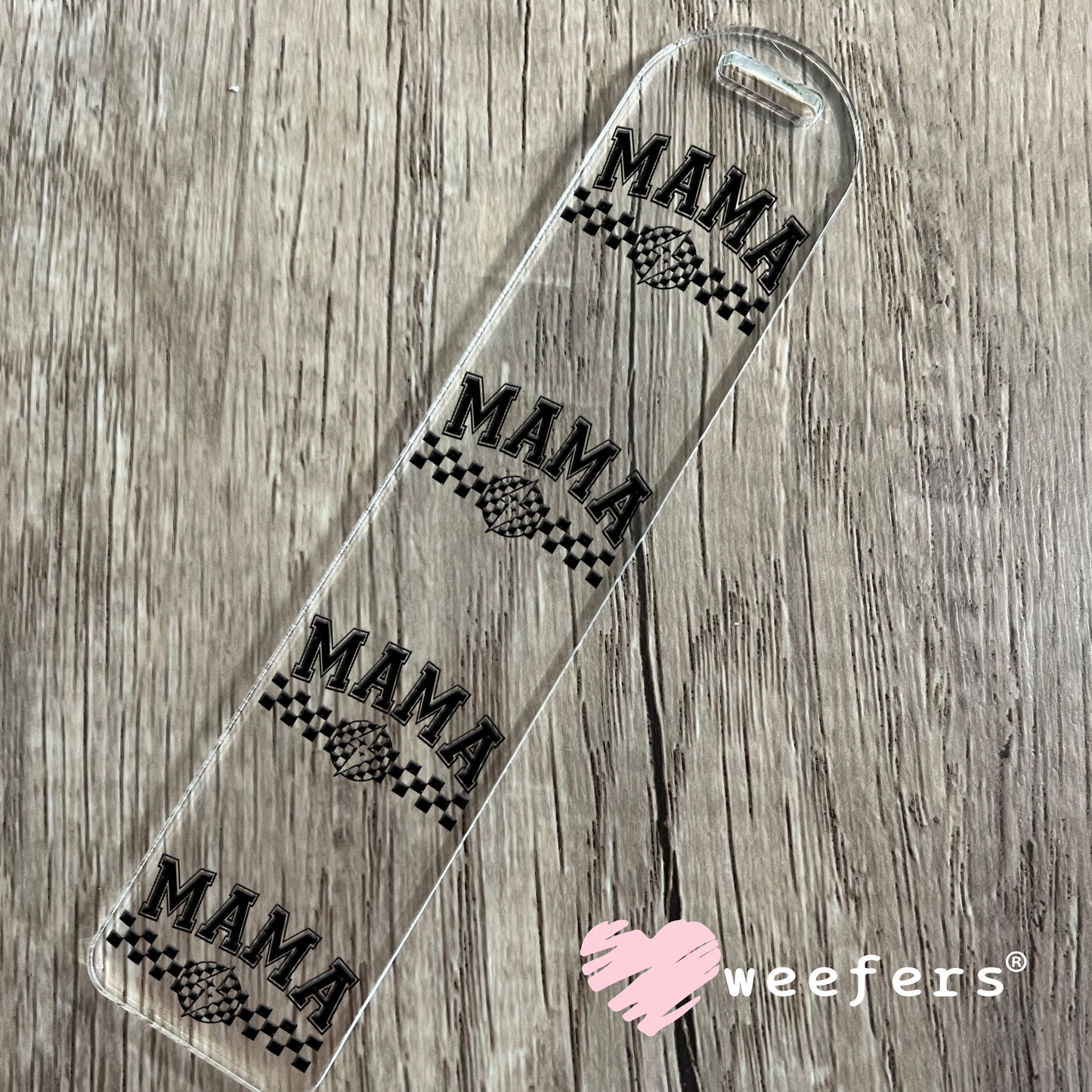 Mama Black Checkered UV DTF Bookmark Decal