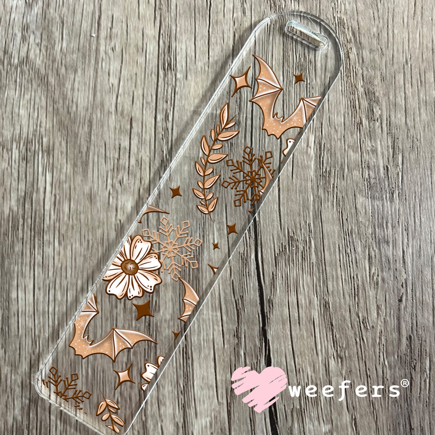 Neutral Bats and Florals UV DTF Bookmark Decal