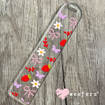 Coquette Strawberries and Bows UV DTF Bookmark Decal