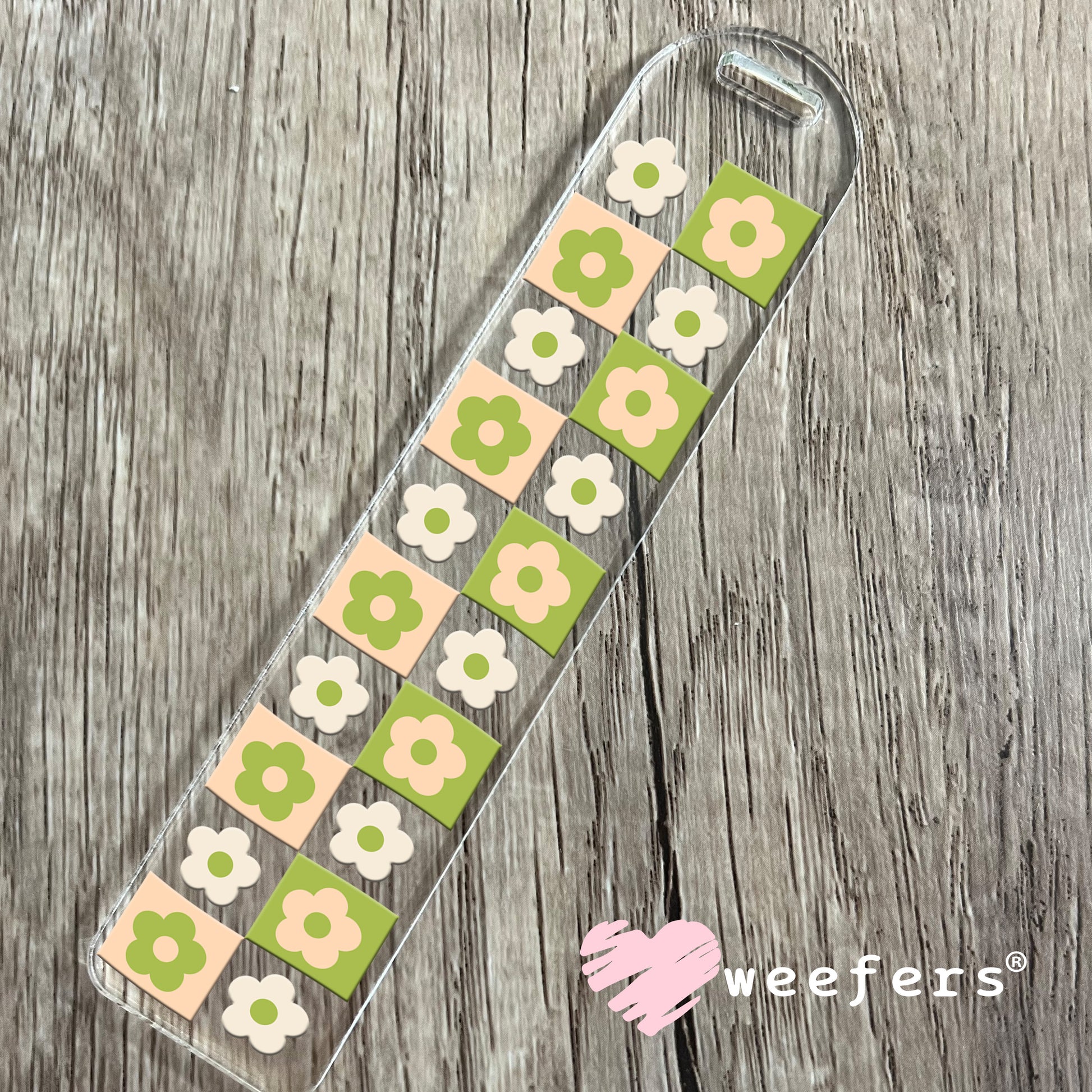 Color Block Flowers Green UV DTF Bookmark Decal