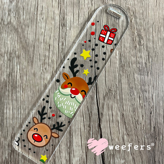 Christmas Santa and Reindeers UV DTF Bookmark Decal