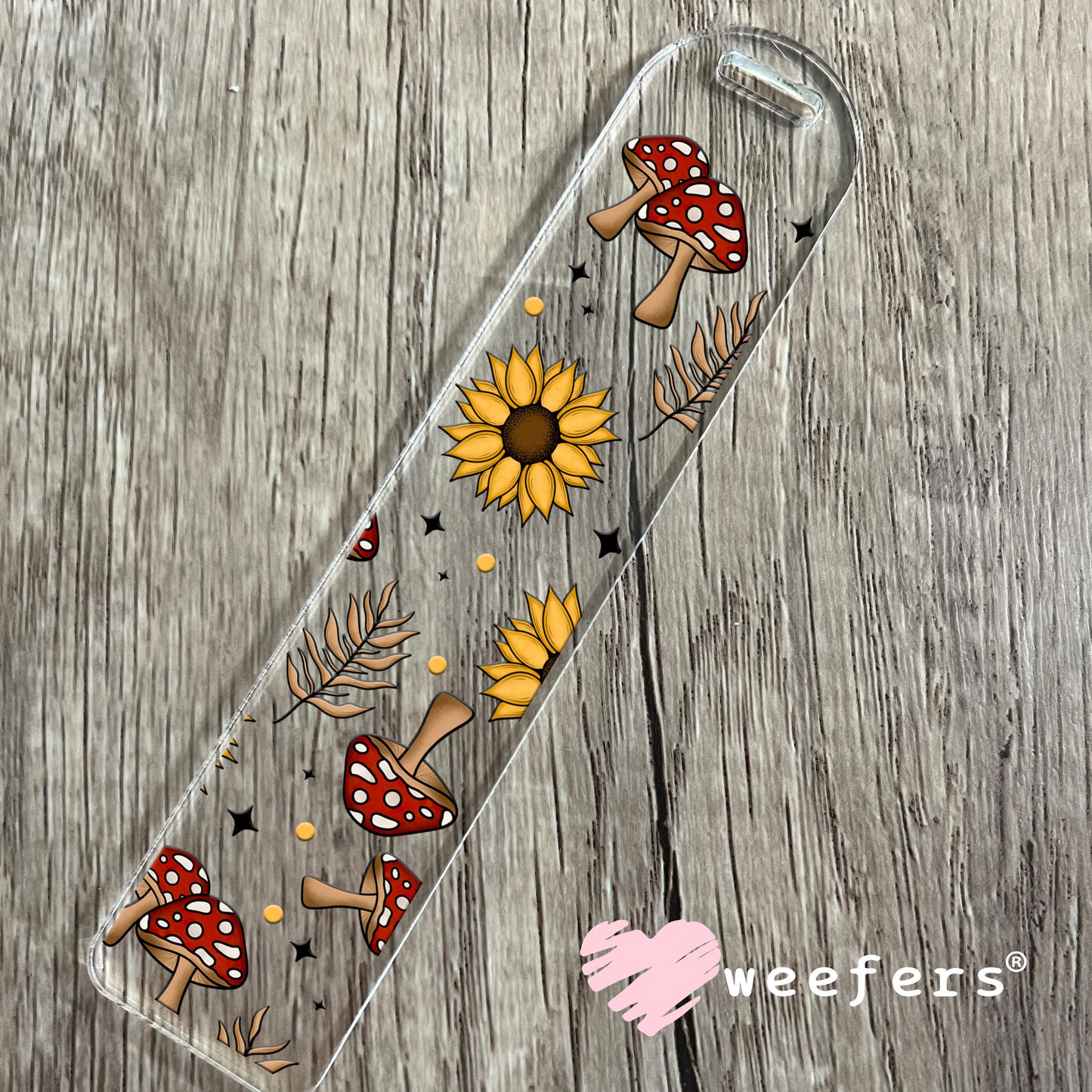 Mushrooms and Sunflowers UV DTF Bookmark Decal