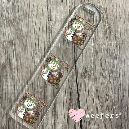 Warm Winter Snowman and Hot Cocoa UV DTF Bookmark Decal