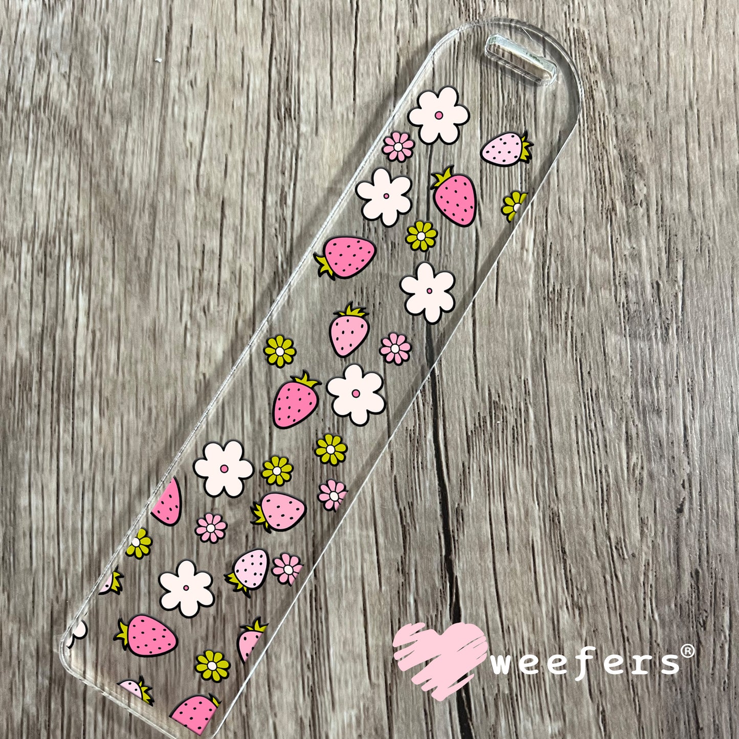 Strawberry Flowers Fields UV DTF Bookmark Decal