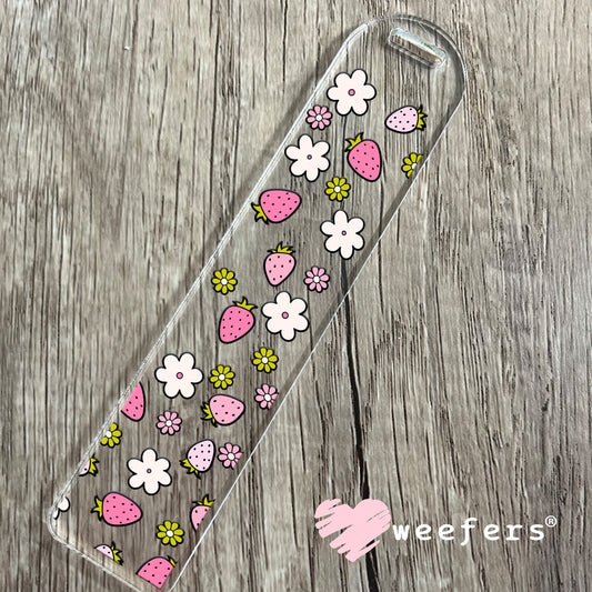 Strawberry Flowers Fields UV DTF Bookmark Decal