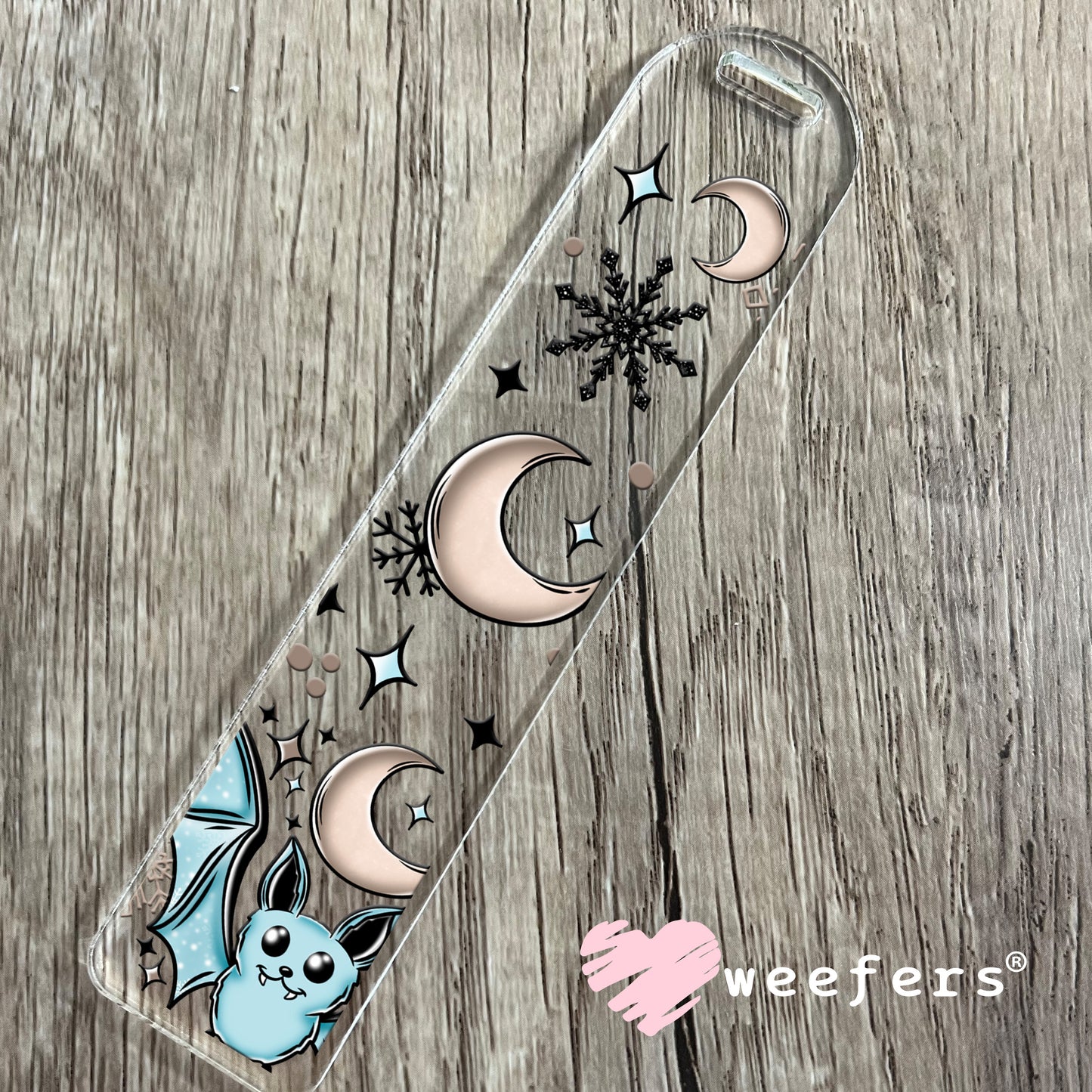 Bats Moons and Snowflakes UV DTF Bookmark Decal