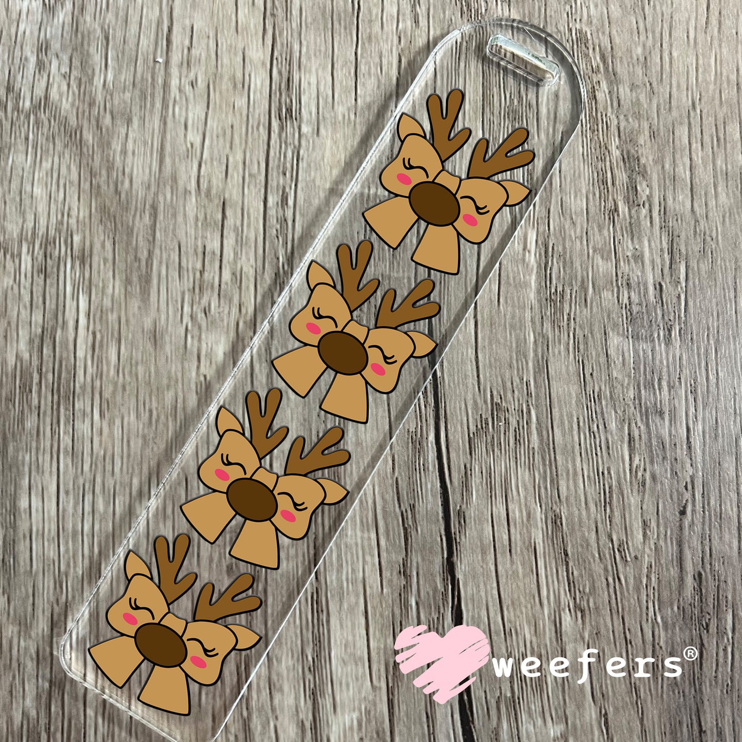 Reindeer Coquette Bow UV DTF Bookmark Decal