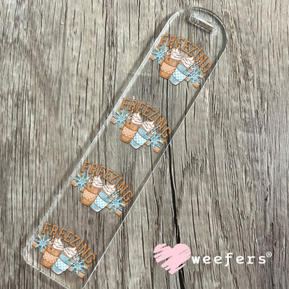 Freezing Blue Snowflakes UV DTF Bookmark Decal