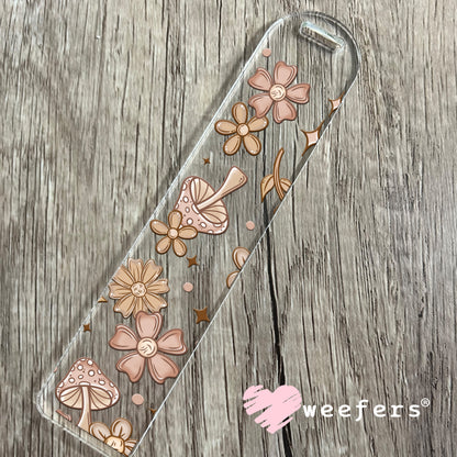 Mushroom and Flowers Neutral UV DTF Bookmark Decal