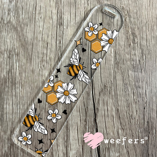 Honey Comb Bees and Flowers UV DTF Bookmark Decal