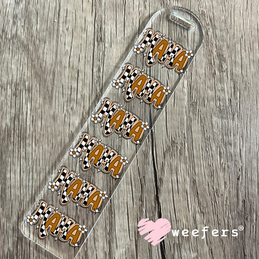 Mama Checkered Brown UV DTF Bookmark Decal