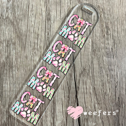 Cat Mom Coquette Pink UV DTF Bookmark Decal