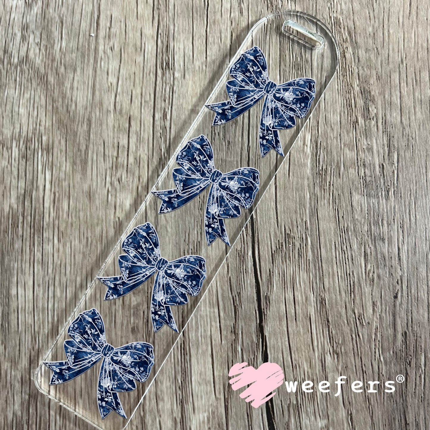 Navy Blue Coquette Bow UV DTF Bookmark Decal