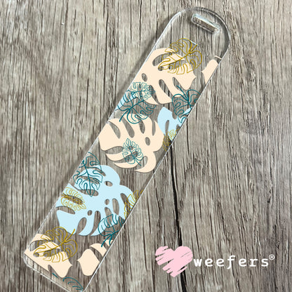 Monstera Blue Cream UV DTF Bookmark Decal