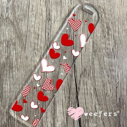 Valentine Red Hearts UV DTF Bookmark Decal