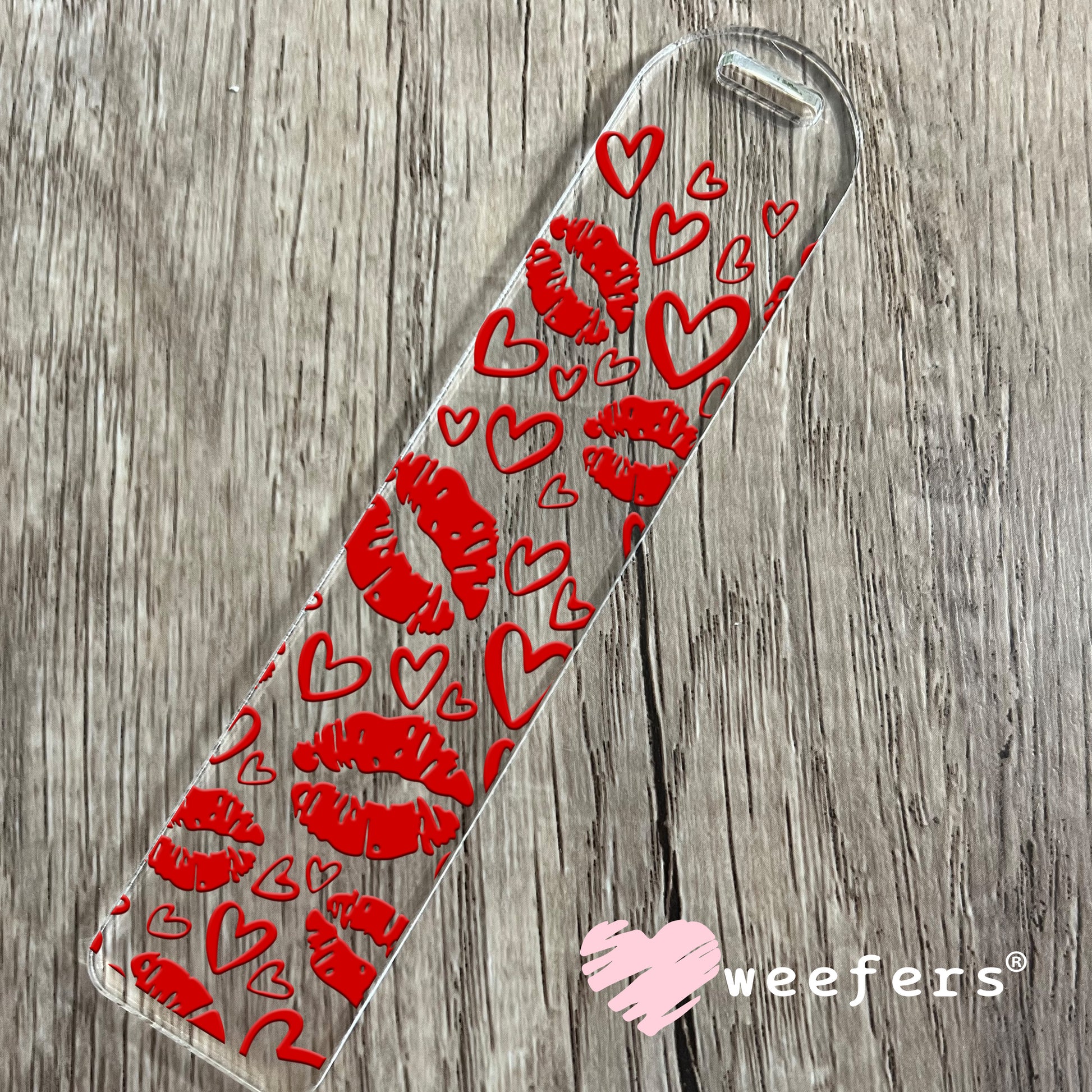 Red Lips and Hearts UV DTF Bookmark Decal