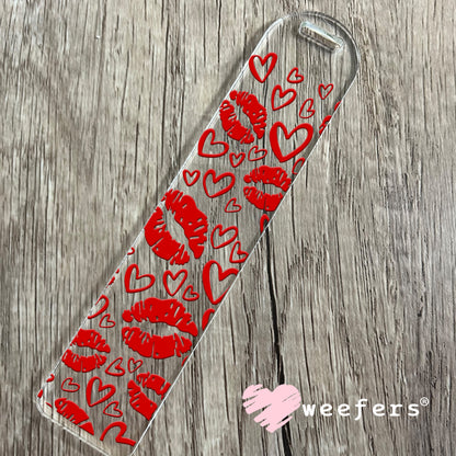 Red Lips and Hearts UV DTF Bookmark Decal