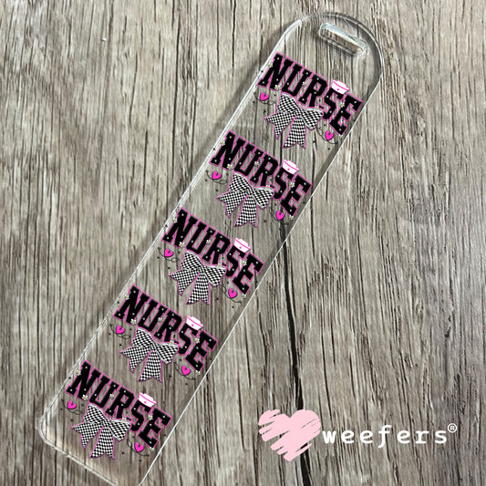 Nurse Pink Checkered UV DTF Bookmark Decal