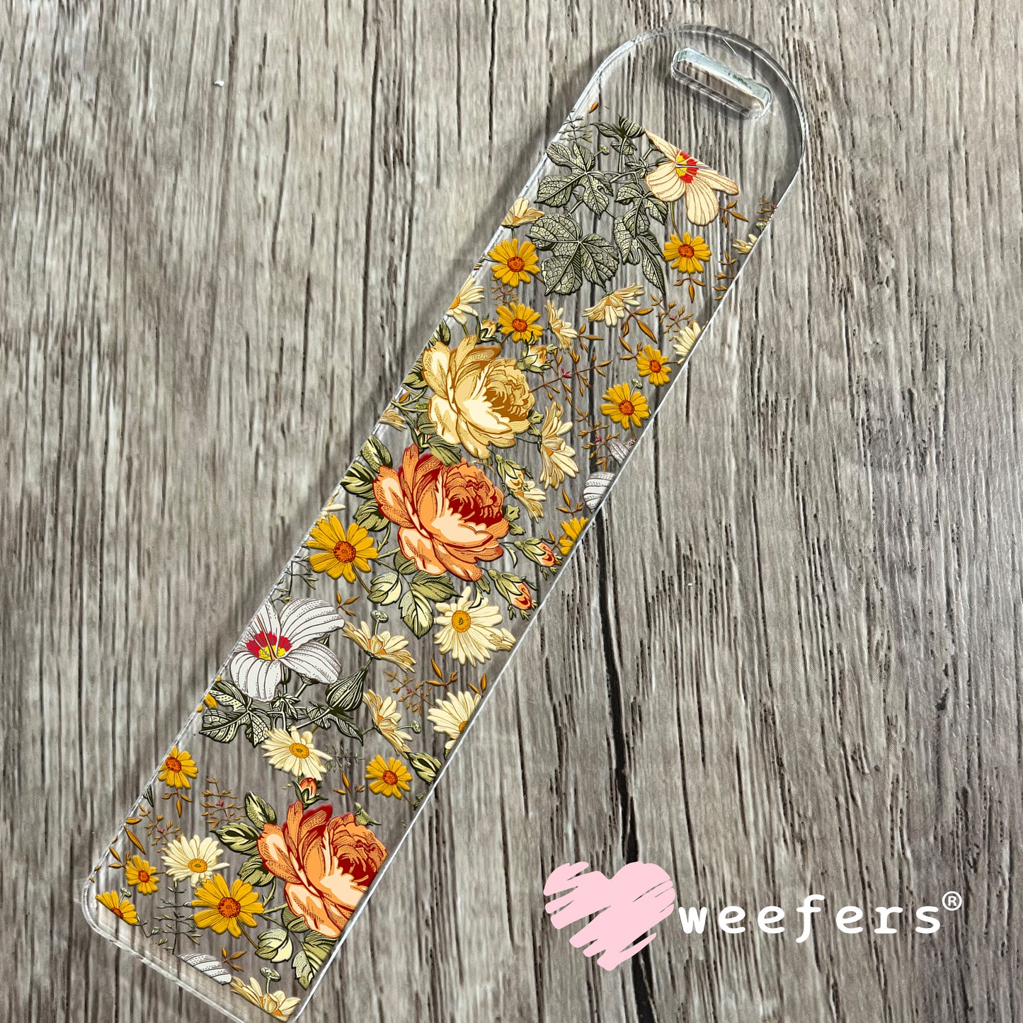 Rust and Gold Florals UV DTF Bookmark Decal