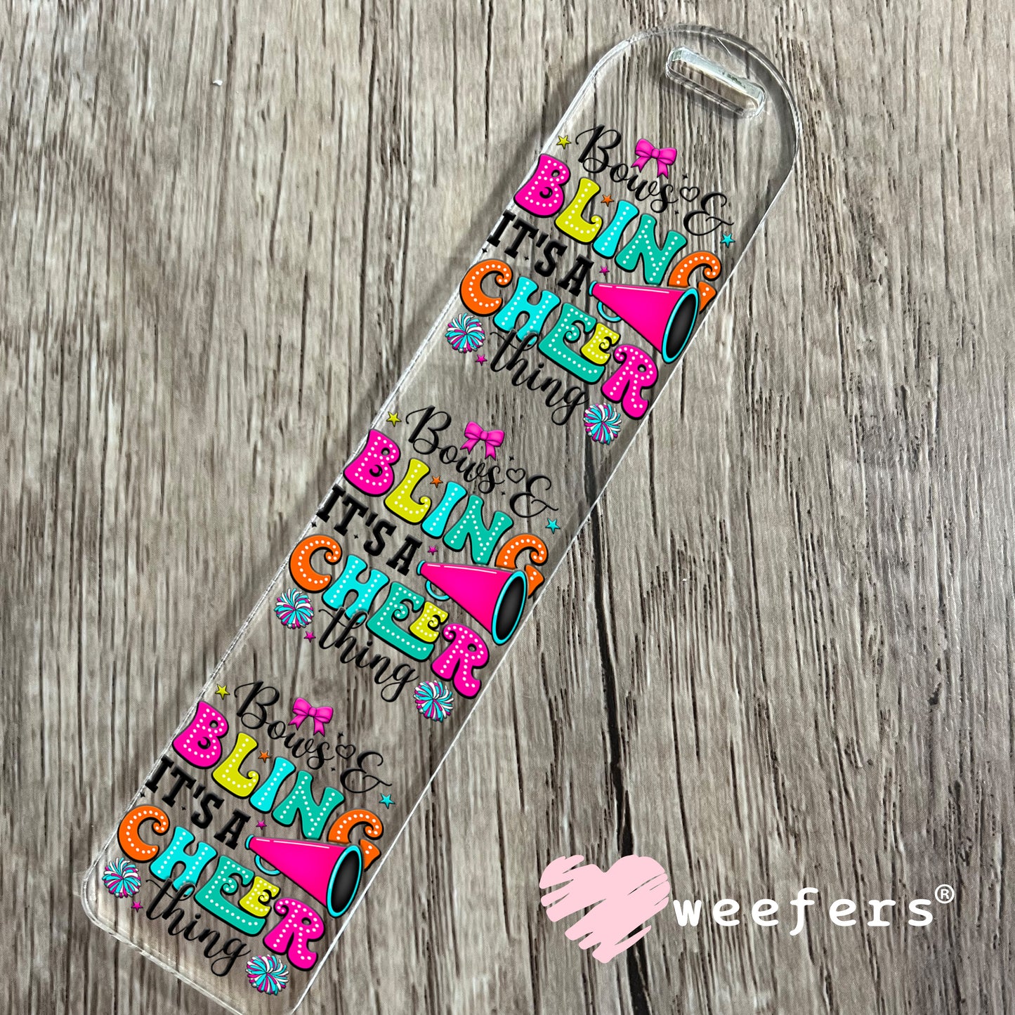 Bows & Bling It's a Cheer Thing UV DTF Bookmark Decal