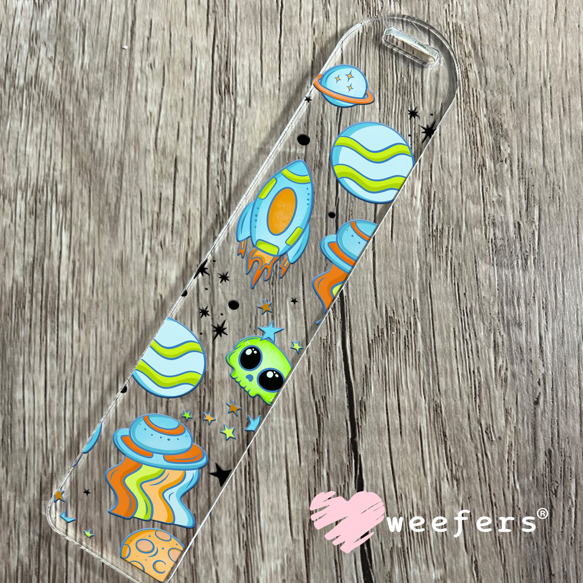 Aliens and Rocket Ships Kids UV DTF Bookmark Decal