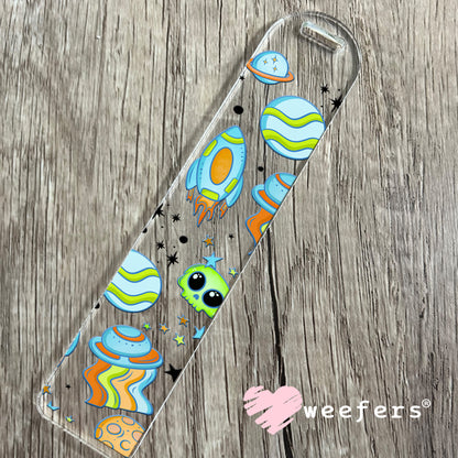 Aliens and Rocket Ships Kids UV DTF Bookmark Decal