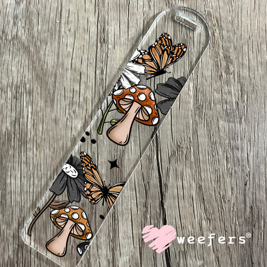 Mushroom Butterflies Grey Flowers UV DTF Bookmark Decal