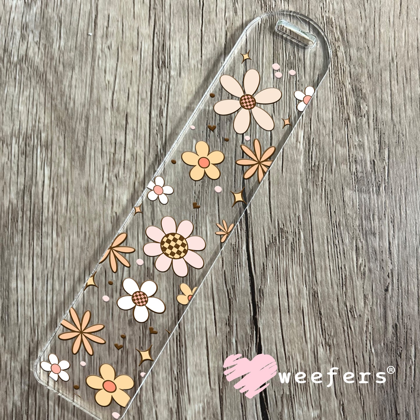 Neutral Plaid Florals UV DTF Bookmark Decal