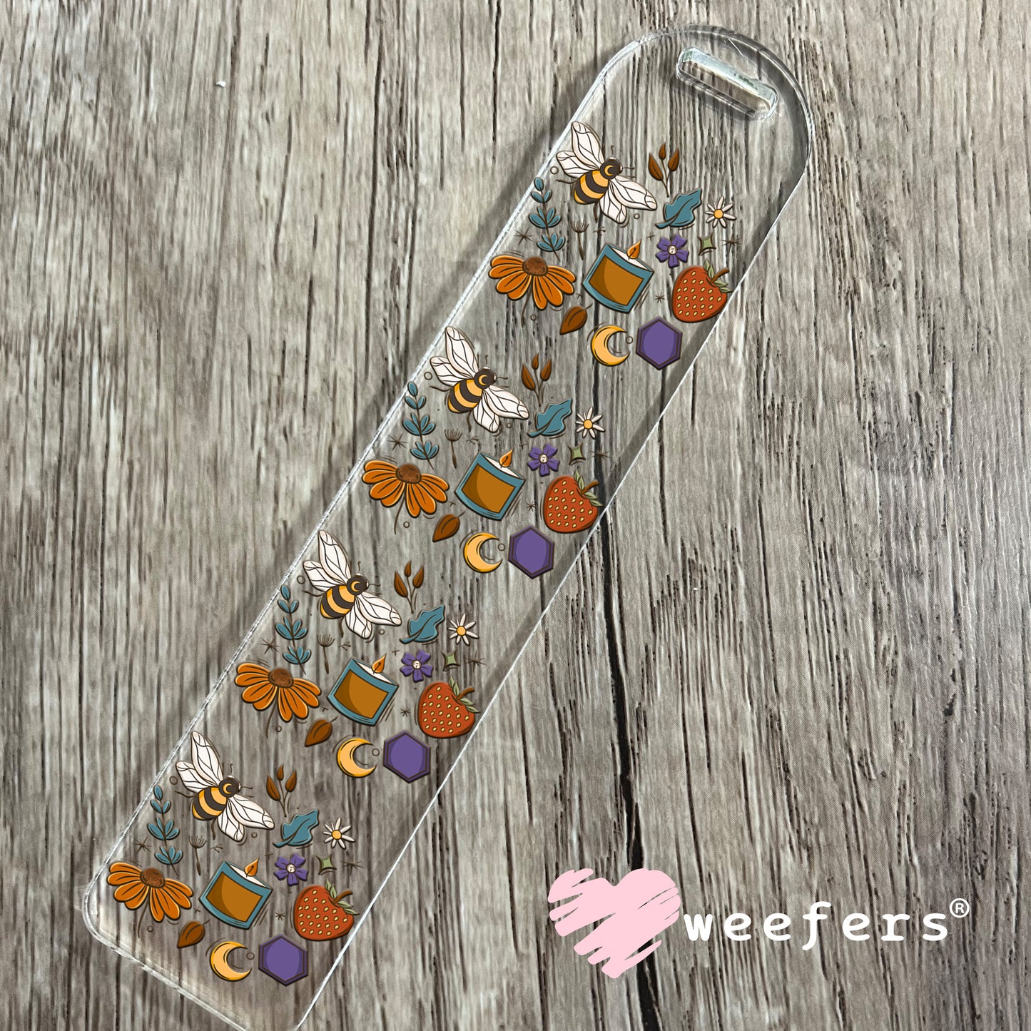 Bee Candles Flowers Elements UV DTF Bookmark Decal