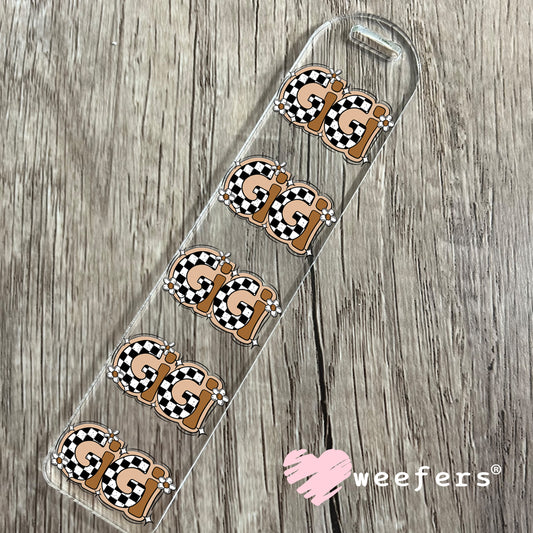 Gigi Brown Checkered UV DTF Bookmark Decal