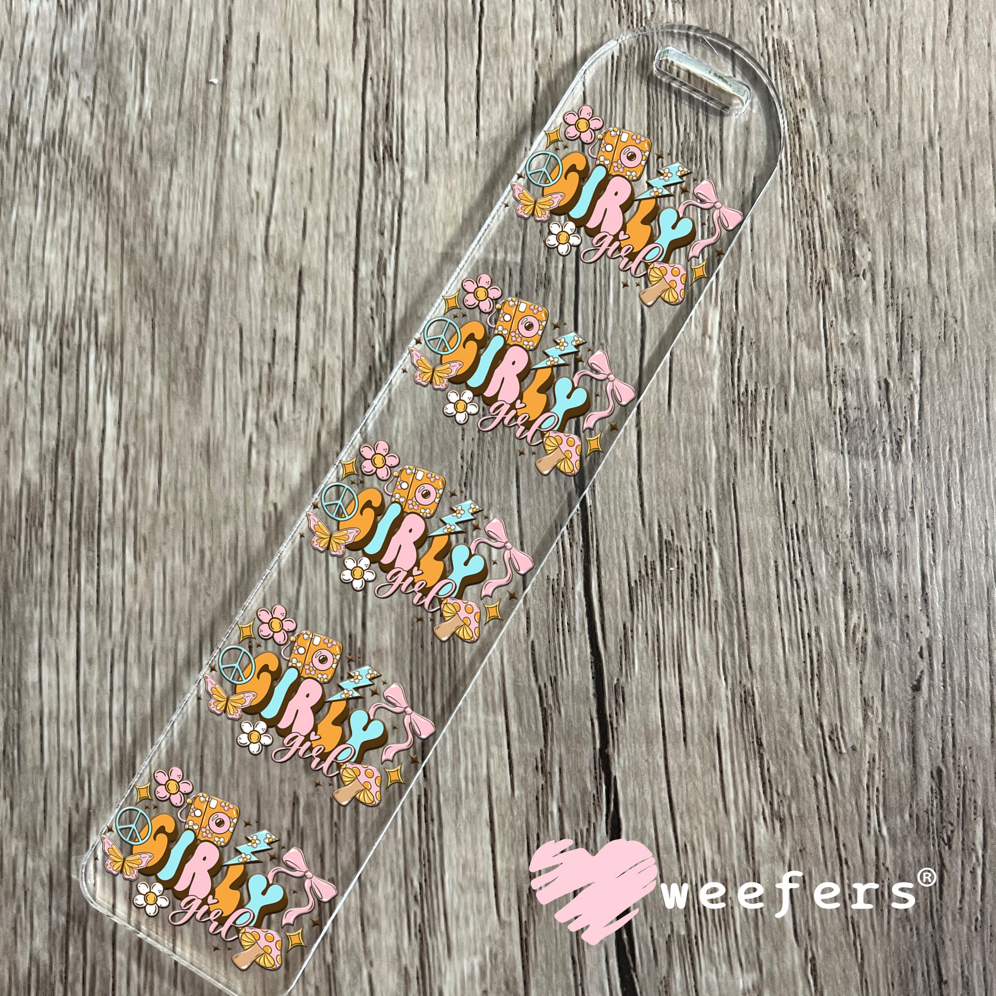 Girly Girl Peace Signs UV DTF Bookmark Decal