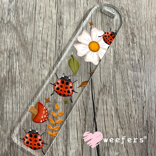 Lady Bugs, Mushrooms and Flowers UV DTF Bookmark Decal