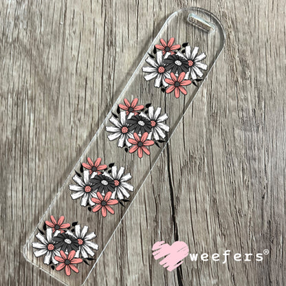 Grey White Pink Floral Bouquet UV DTF Bookmark Decal