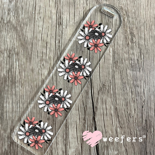 Grey White Pink Floral Bouquet UV DTF Bookmark Decal