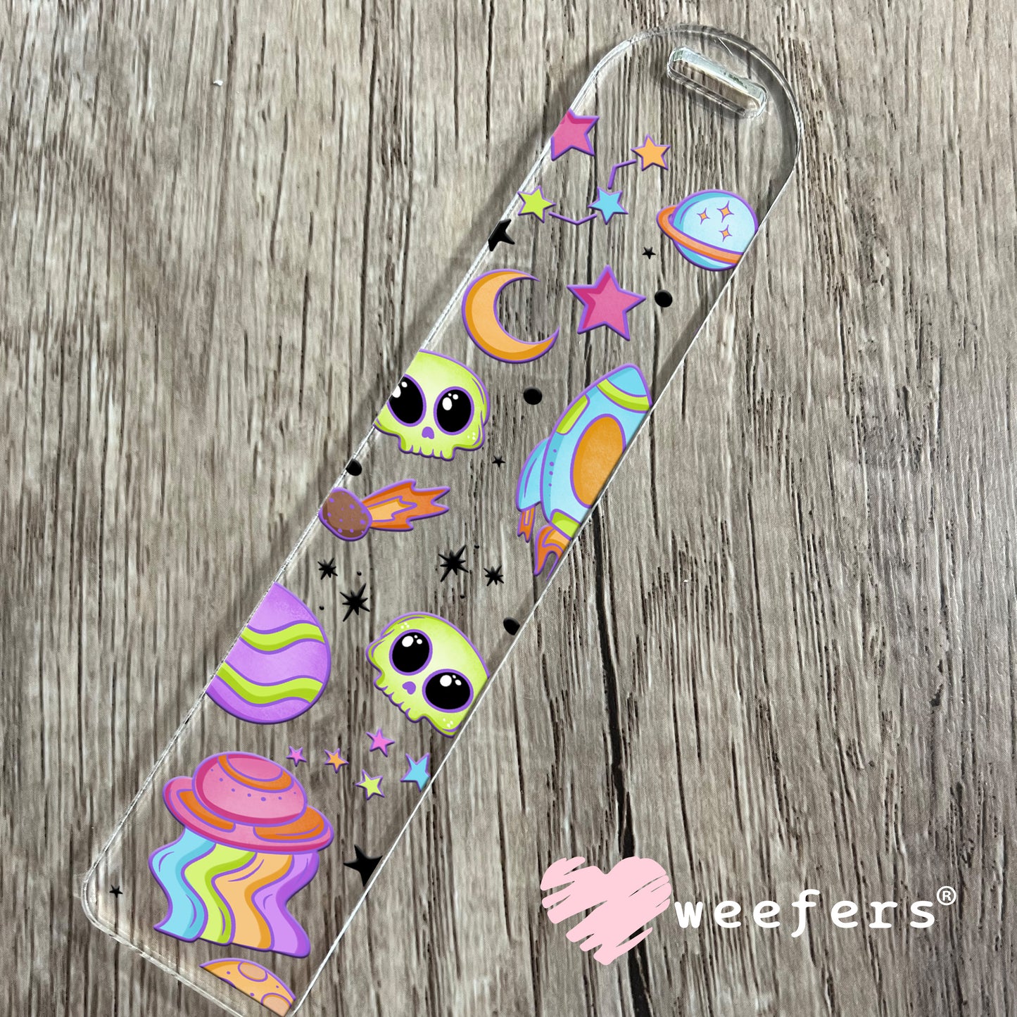 Aliens and Rocket Ships Girly UV DTF Bookmark Decal