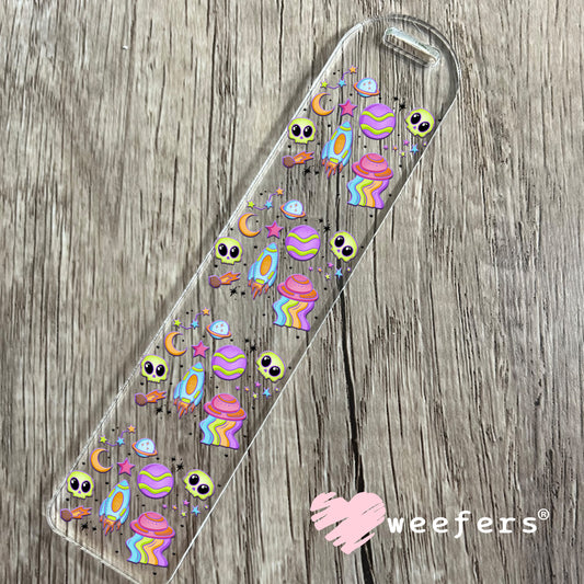 Aliens and Rocket Ships Girly UV DTF Bookmark Decal