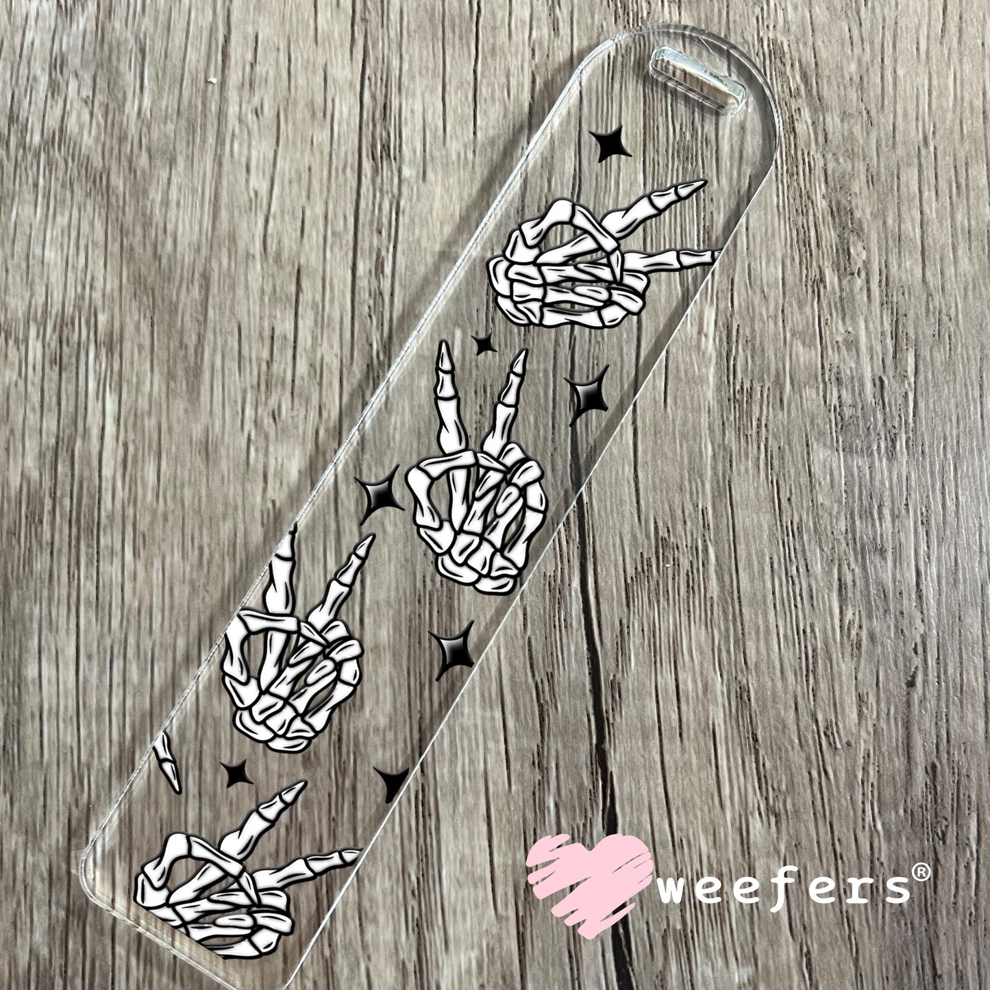 Peace Sign Skeleton Hands UV DTF Bookmark Decal