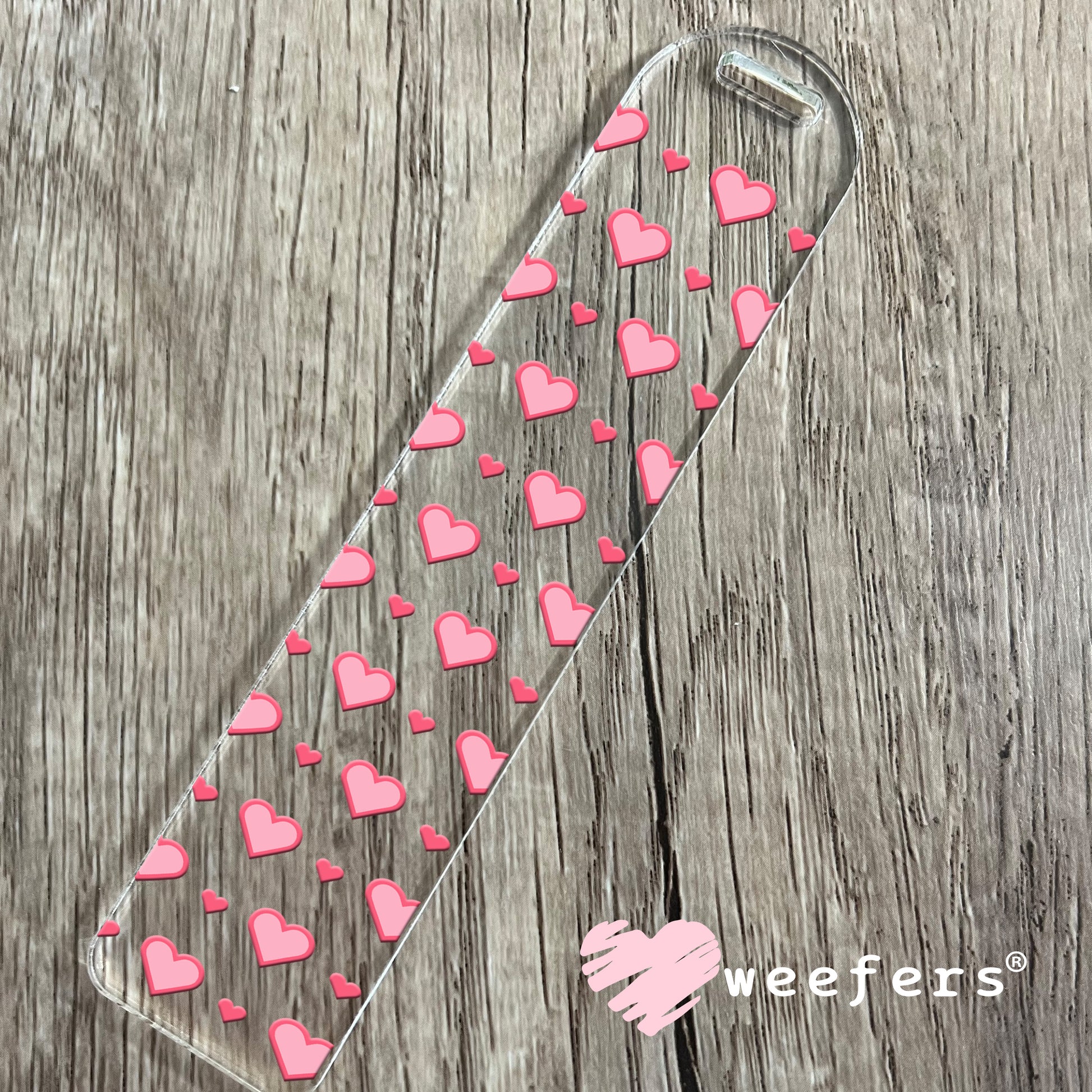 Pink Girly Hearts UV DTF Bookmark Decal