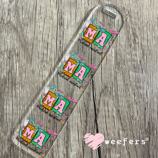 MA Medical Assistant Teal and Pink UV DTF Decal Bookmark Weefers